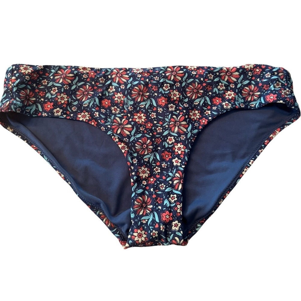 GAP Women's Blue Floral Print‎ Bikini Bottoms Size M summer beach mid rise